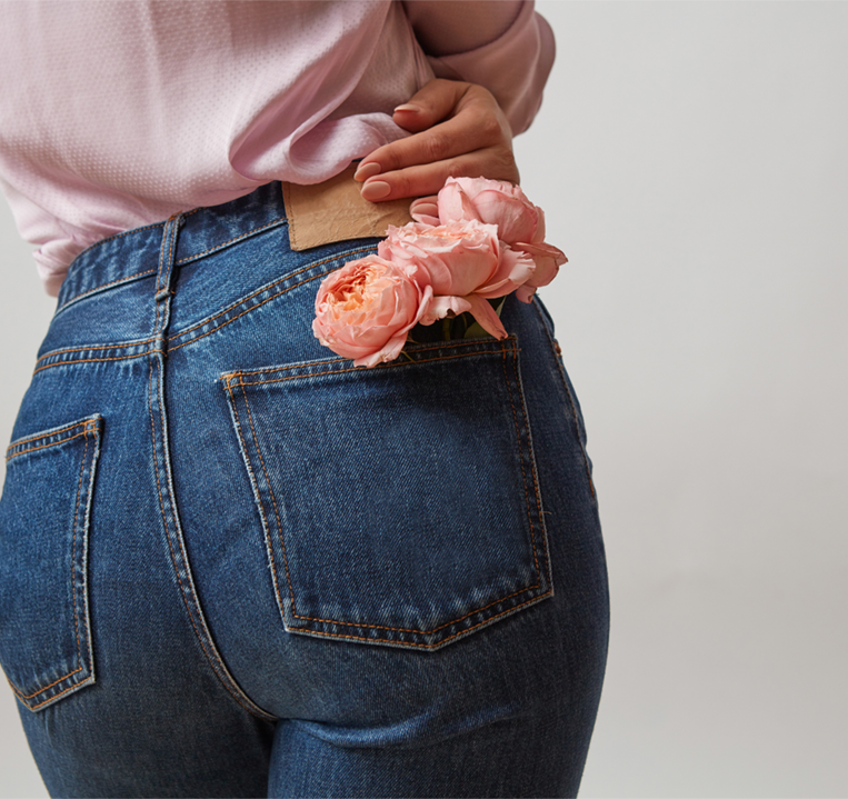 Woman from behind wearing jeans